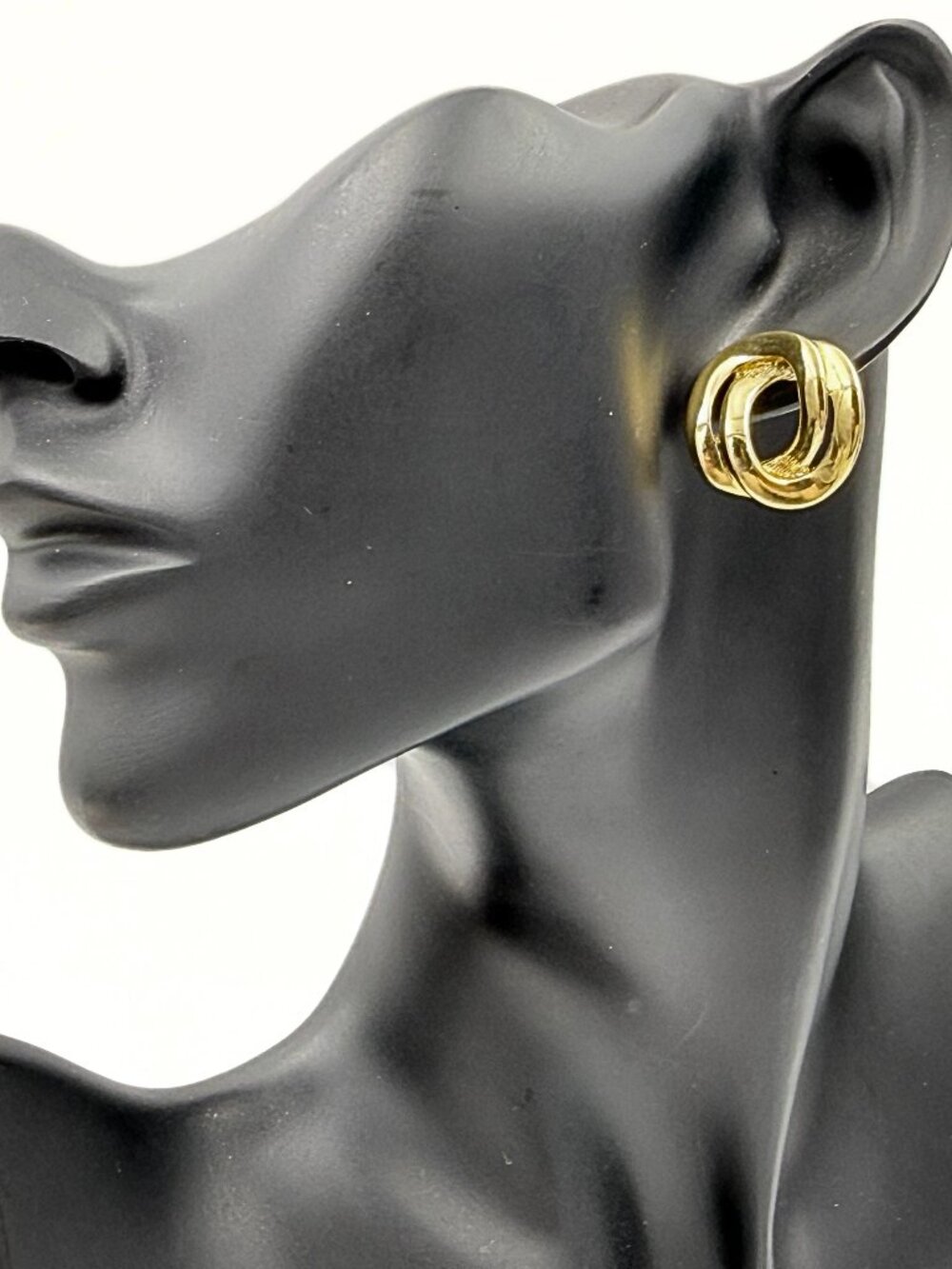 Monet Designer Gold Plated Interlocking Rings Minimalist Post Back Earrings